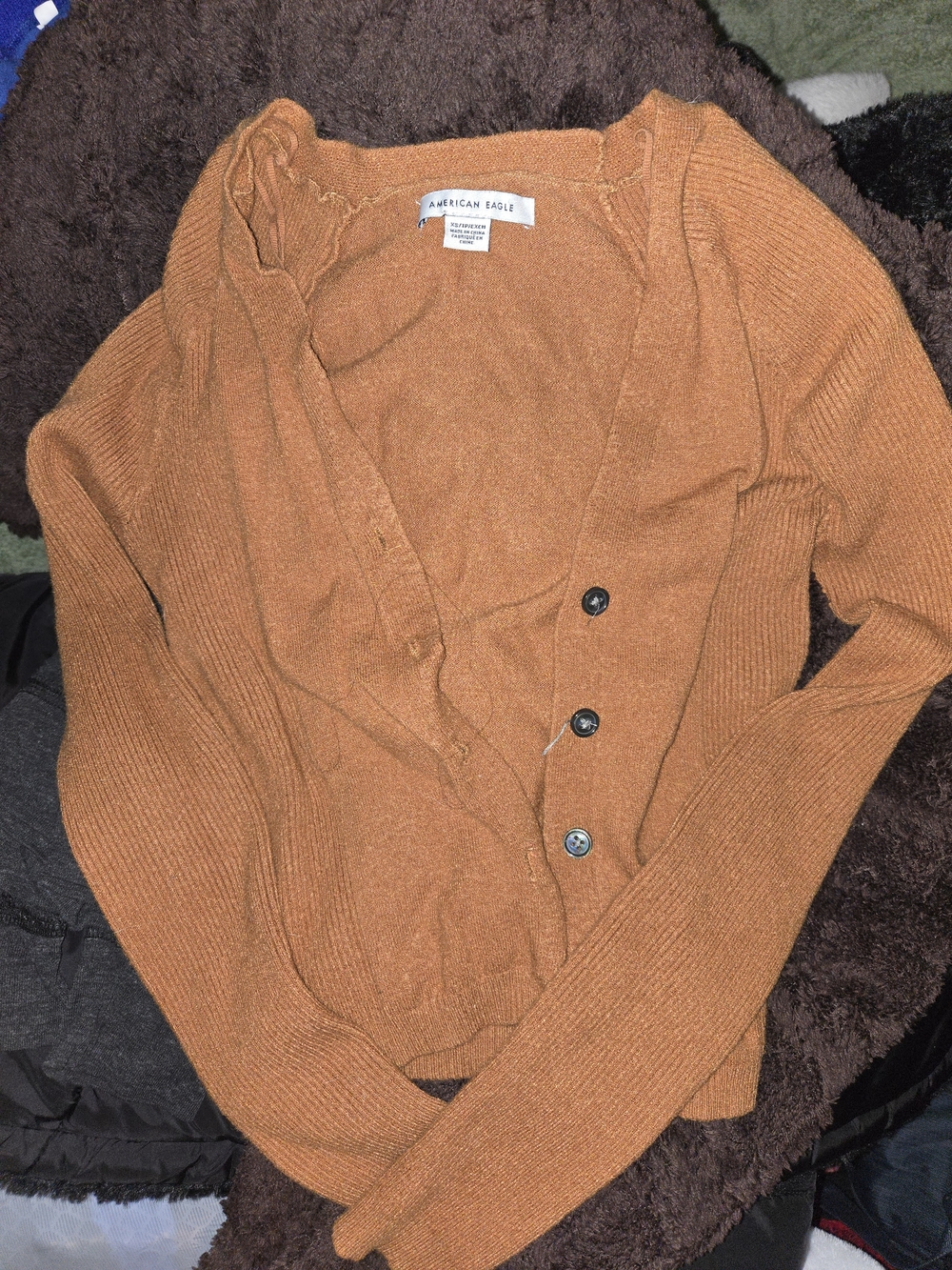 American Eagle Outfitters Rust Orange Ribbed Button Cardigan